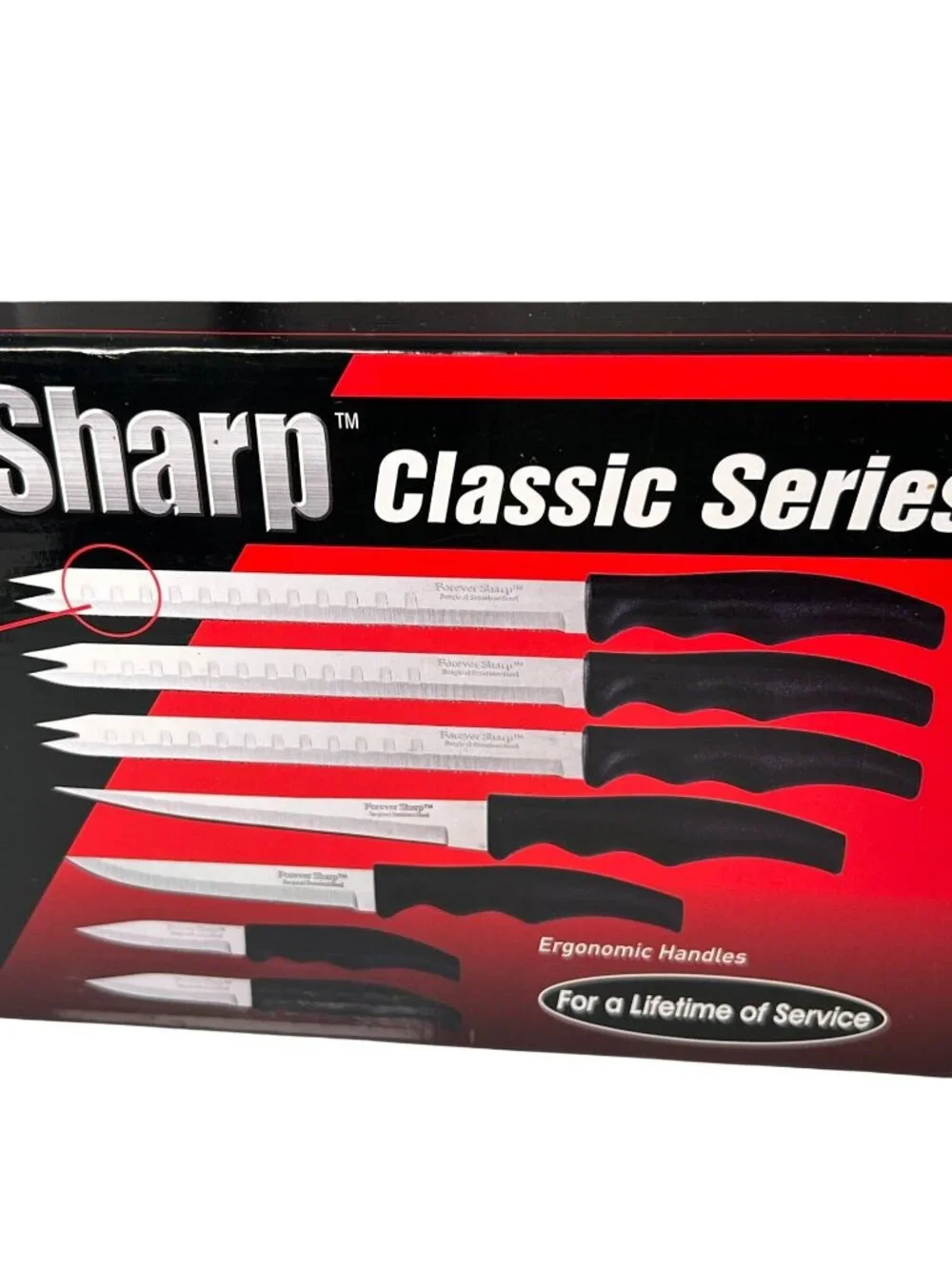 NEW Forever Sharp 12 Piece Knife Set Surgical Stainless Steel Ergonomic Handles
